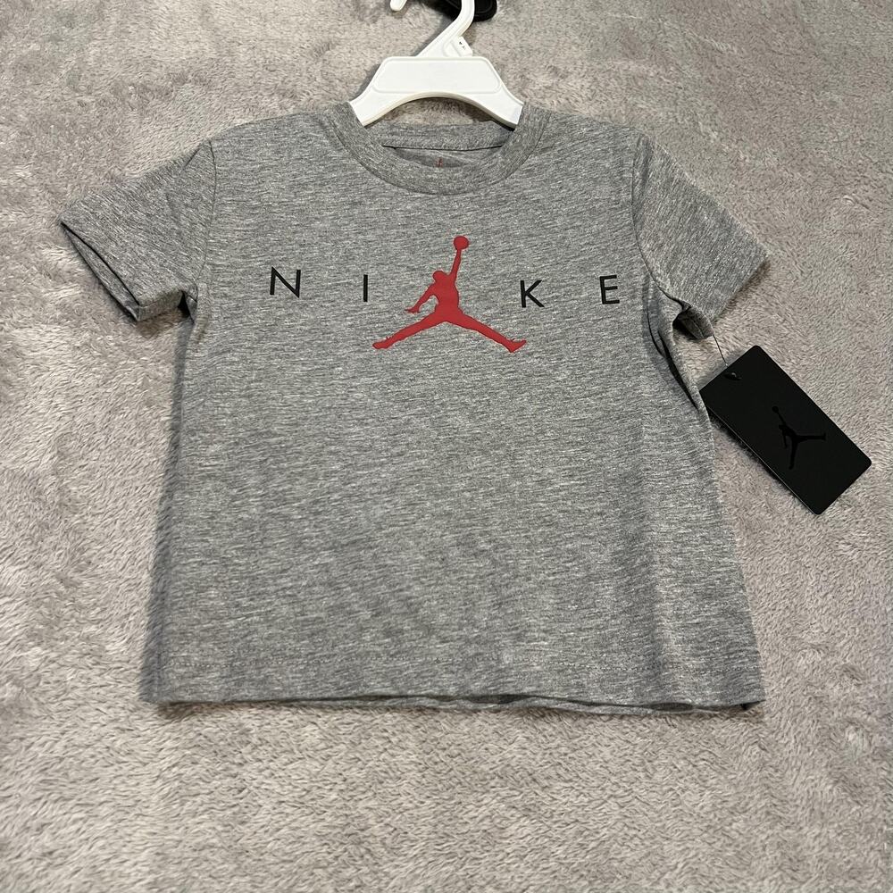 Jordan Shirt Boys 2T Gray Red Jumpman Nike Logo Toddler Tee Youth New Tag Kids